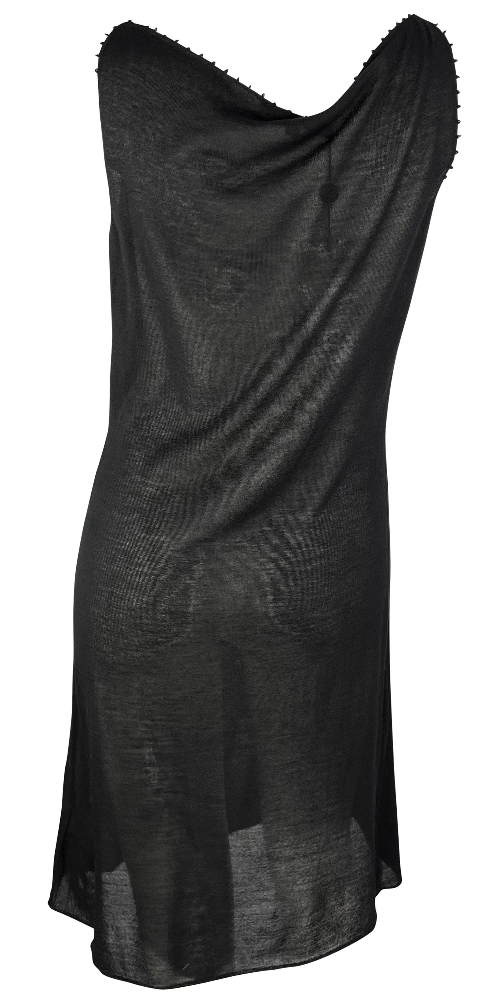 NWT S/S 1999 Gucci by Tom Ford Sheer Knit Silk Glass Beaded Bateau Mini Dress For Sale 2