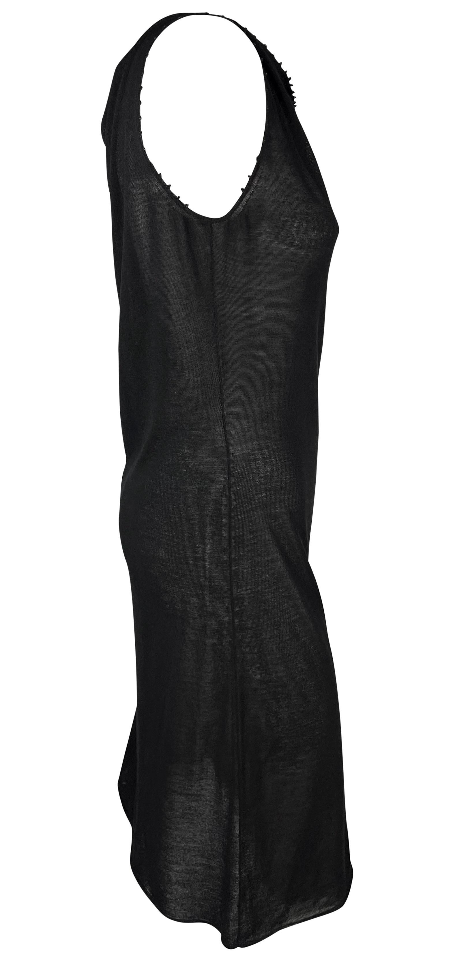 NWT S/S 1999 Gucci by Tom Ford Sheer Knit Silk Glass Beaded Bateau Mini Dress For Sale 3