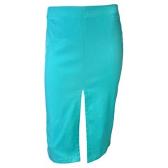NWT S/S 2000 Gucci by Tom Ford Turquoise Double Slit Stretch Pencil Skirt Y2K