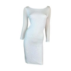 NWT S/S 2000 Gucci Tom Ford Runway White Jersey Mesh Cut-Out Wiggle Dress