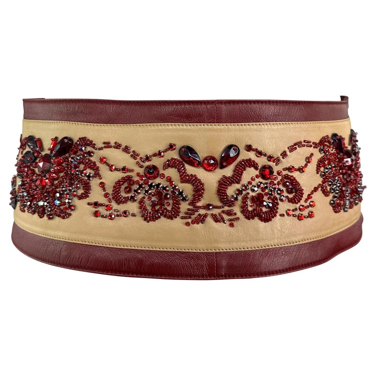 NWT S/S 2001 Dolce and Gabbana Runway Ruby Rhinestone Oversized Western