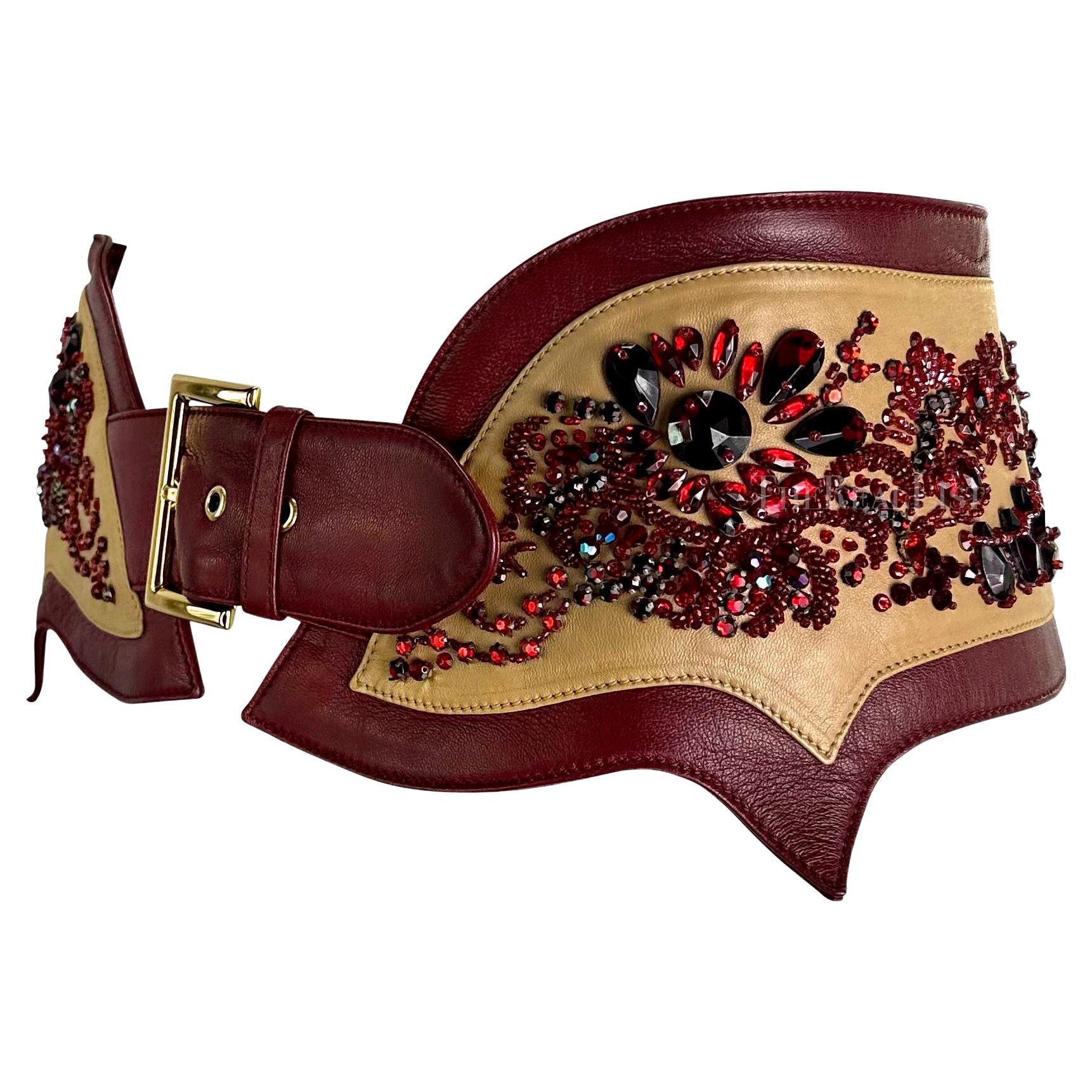 NWT S/S 2001 Dolce & Gabbana Runway Ruby Rhinestone Oversized Western Hip Belt In New Condition In West Hollywood, CA
