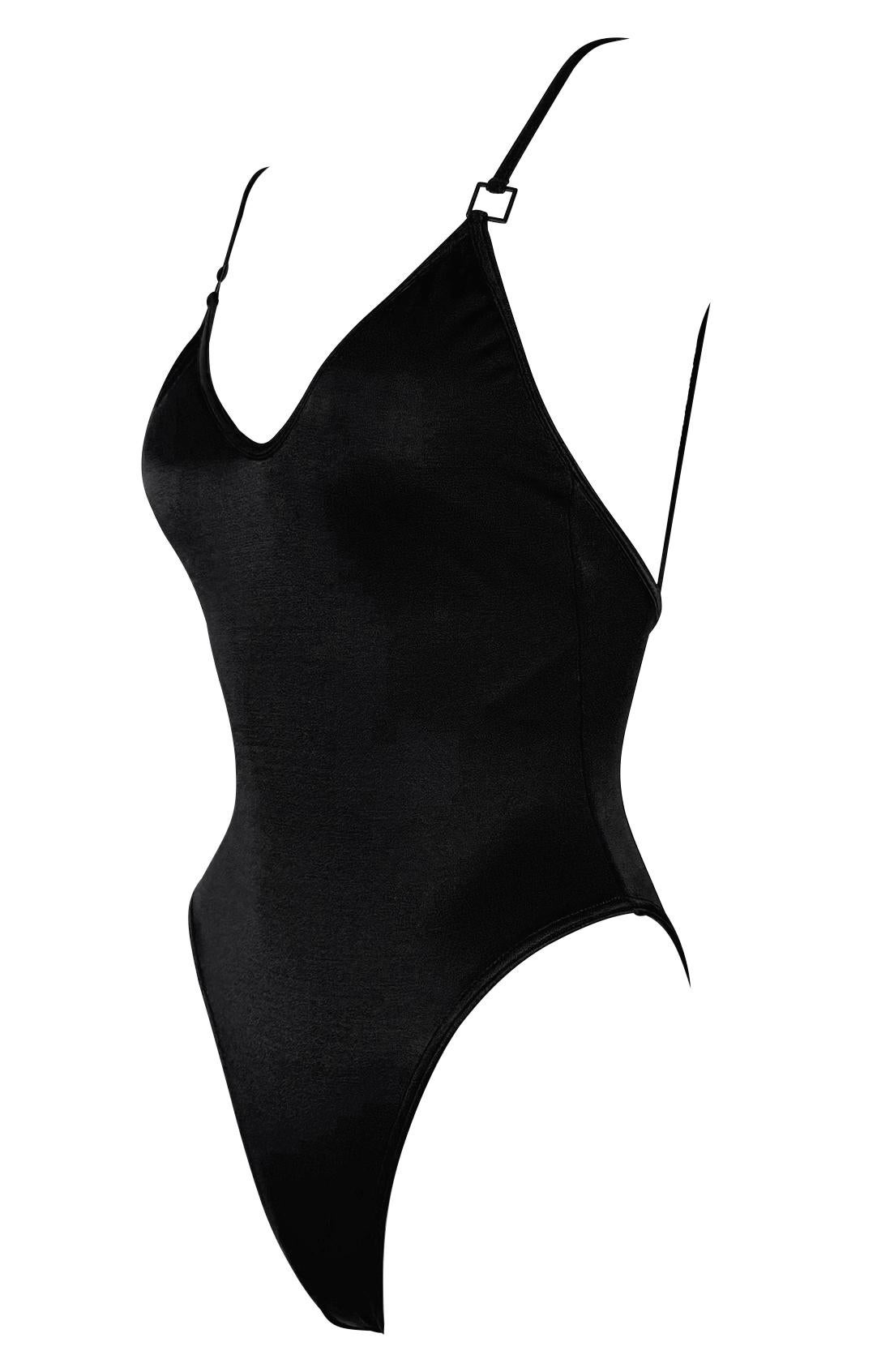 NWT S/S 2001 Gucci by Tom Ford Black Buckle One-Piece Swimsuit In Excellent Condition For Sale In West Hollywood, CA