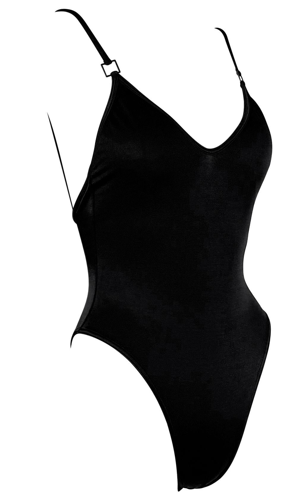 NWT S/S 2001 Gucci by Tom Ford Black Buckle One-Piece Swimsuit For Sale 3