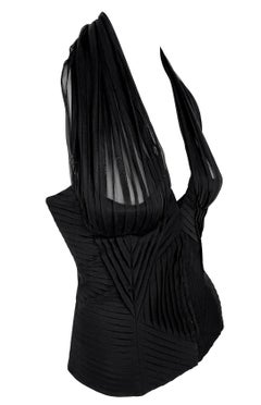 NWT S/S 2001 Gucci by Tom Ford Corset Boned Pleated Silk Halter Neck Bustier Top
