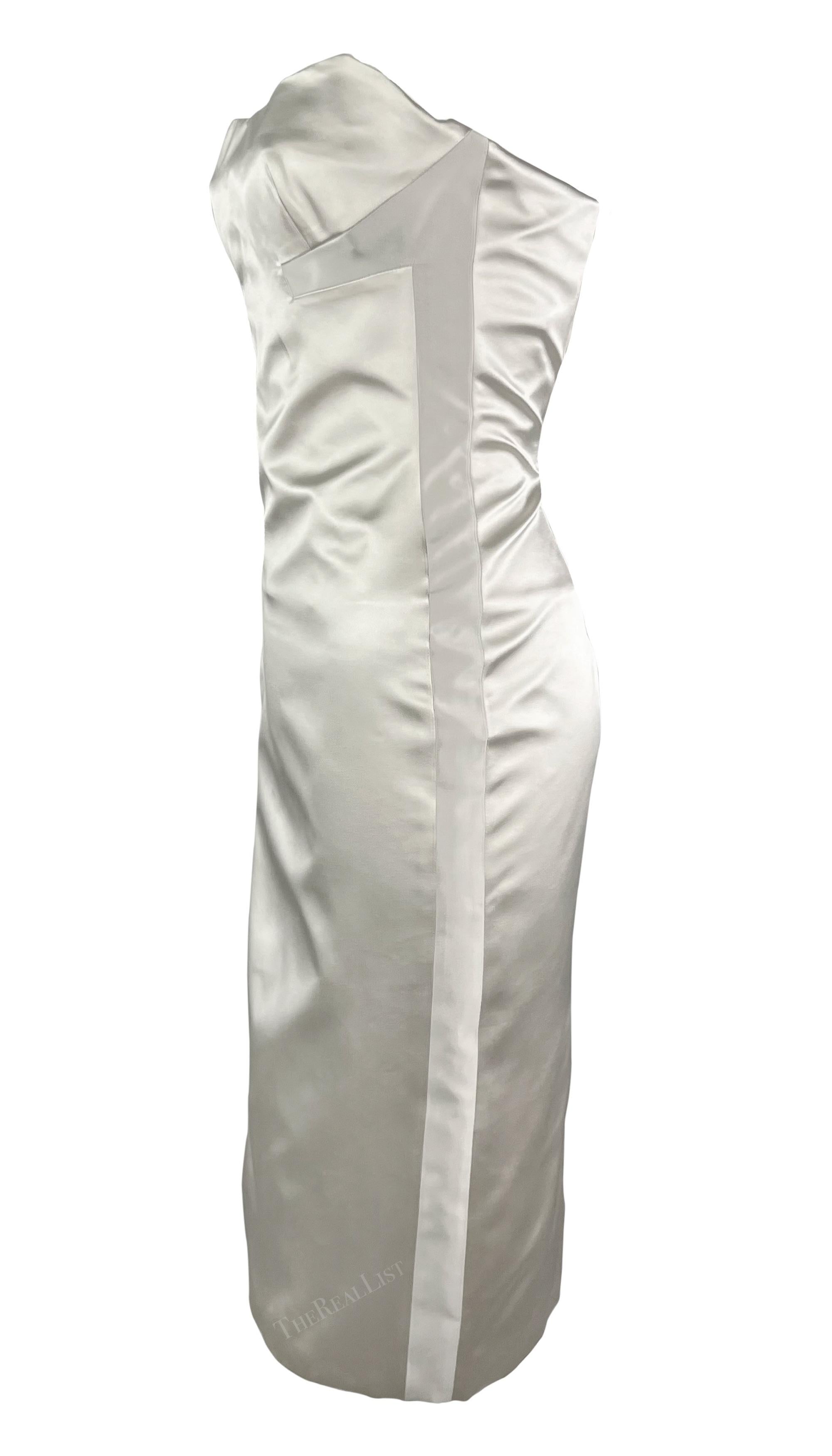 NWT S/S 2001 Gucci by Tom Ford Runway Ad Corset White Silk Satin Strapless Dress For Sale 7