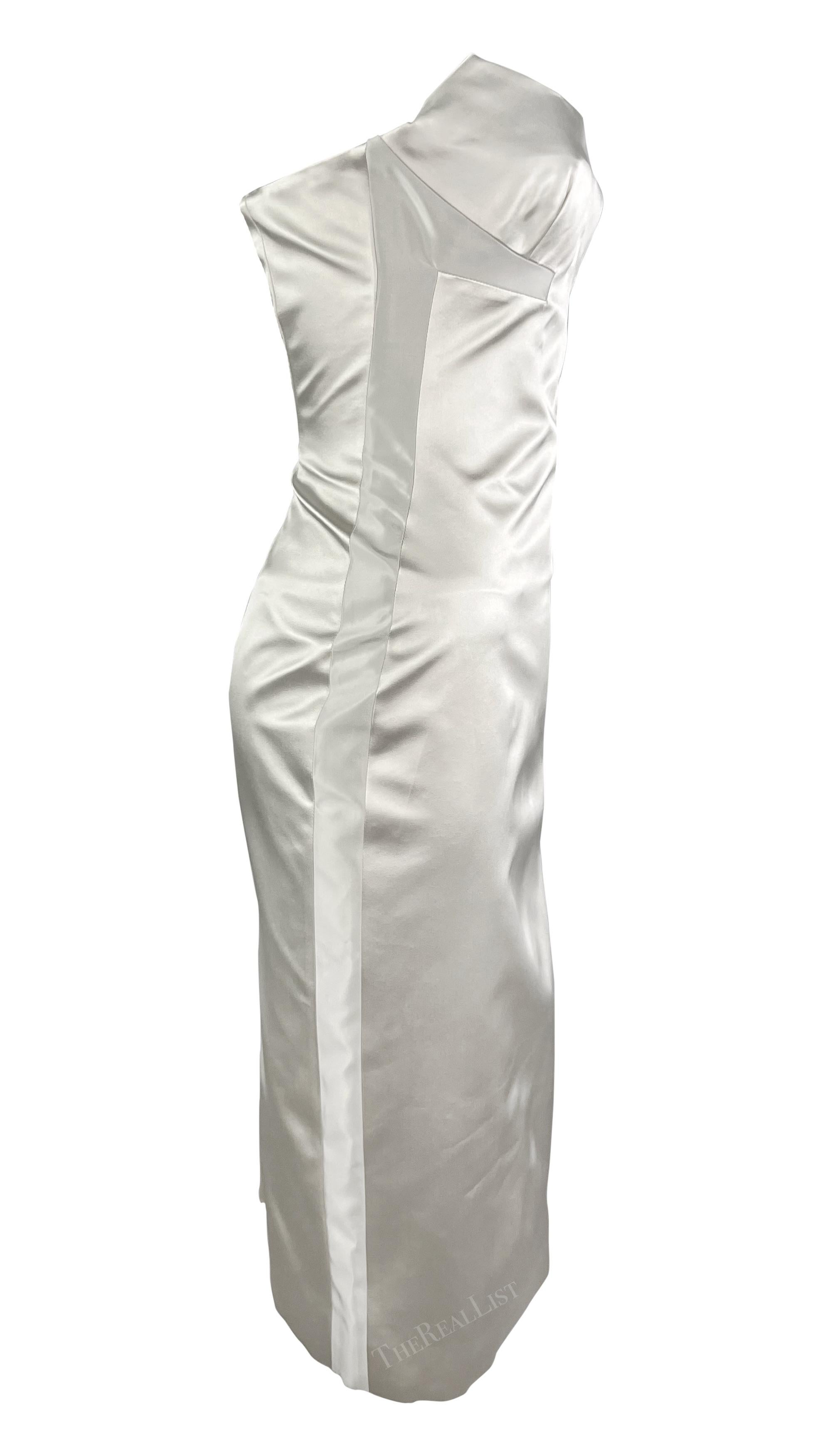NWT S/S 2001 Gucci by Tom Ford Runway Ad Corset White Silk Satin Strapless Dress For Sale 8