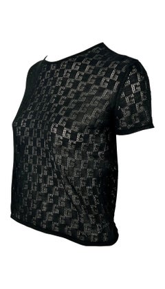 NWT S/S 2001 Gucci by Tom Ford Sheer 'G' Logo Knit T-Shirt Top
