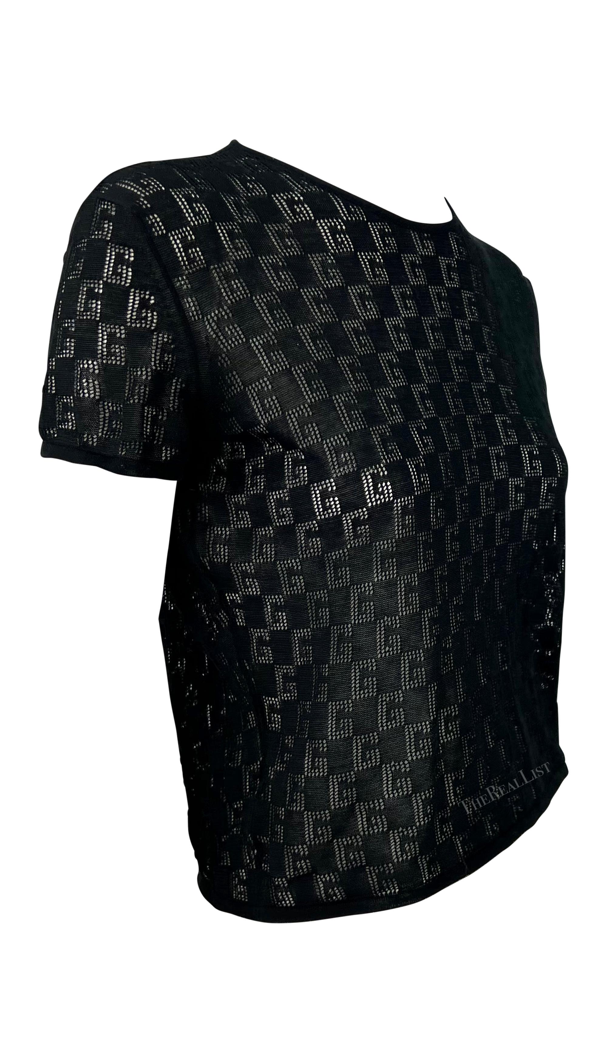NEU F/S 2001 Gucci by Tom Ford Transparentes „G“-Logo-Strick-T-Shirt-Oberteil mit Logo im Zustand „Neu“ im Angebot in West Hollywood, CA