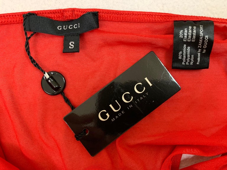 NWT S/S 2001 Gucci by Tom Ford Sheer Red Mesh Crystal G Logo Panty at ...