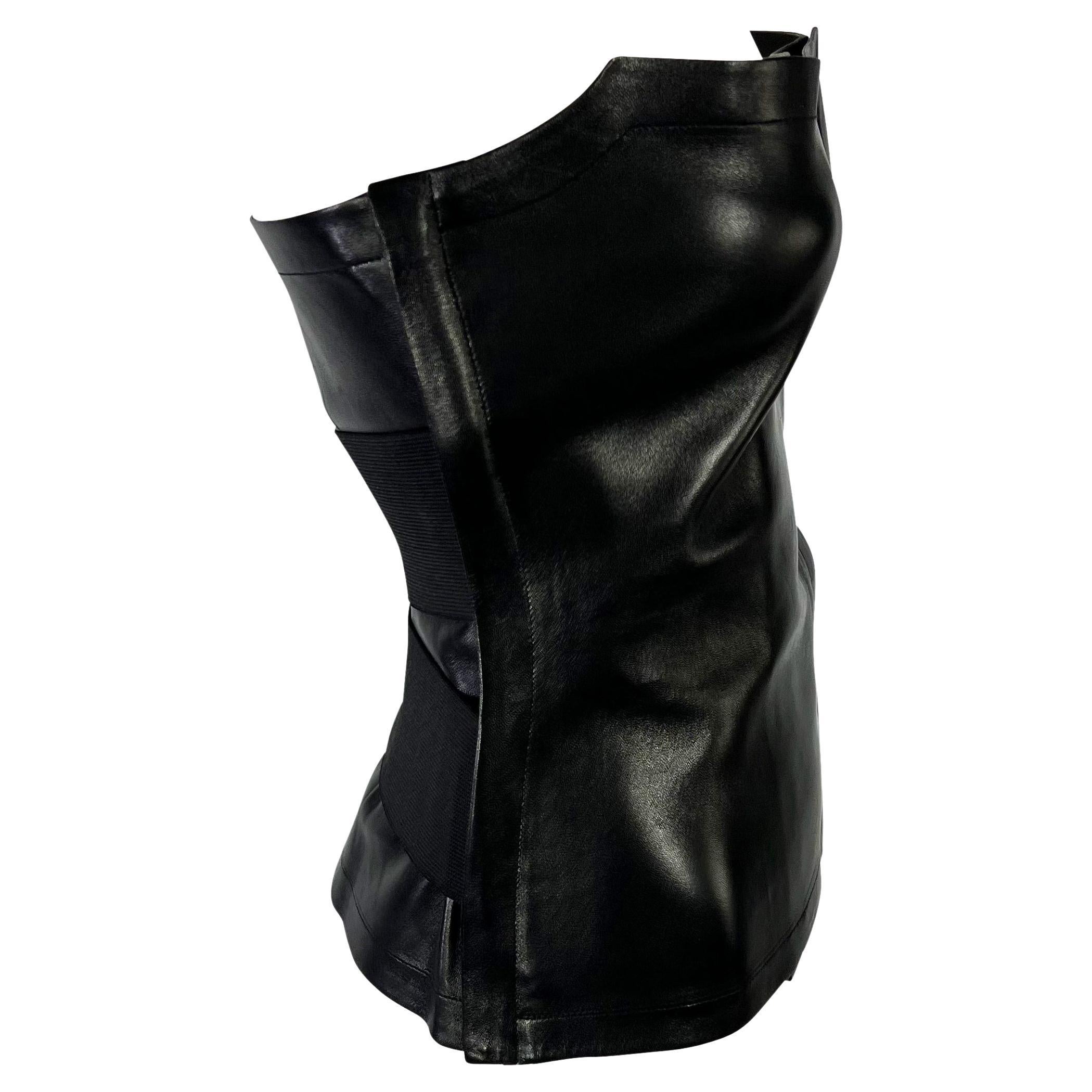 NWT S/S 2001 Yves Saint Laurent by Tom Ford Black Leather Bandage Strap Bustier For Sale 1