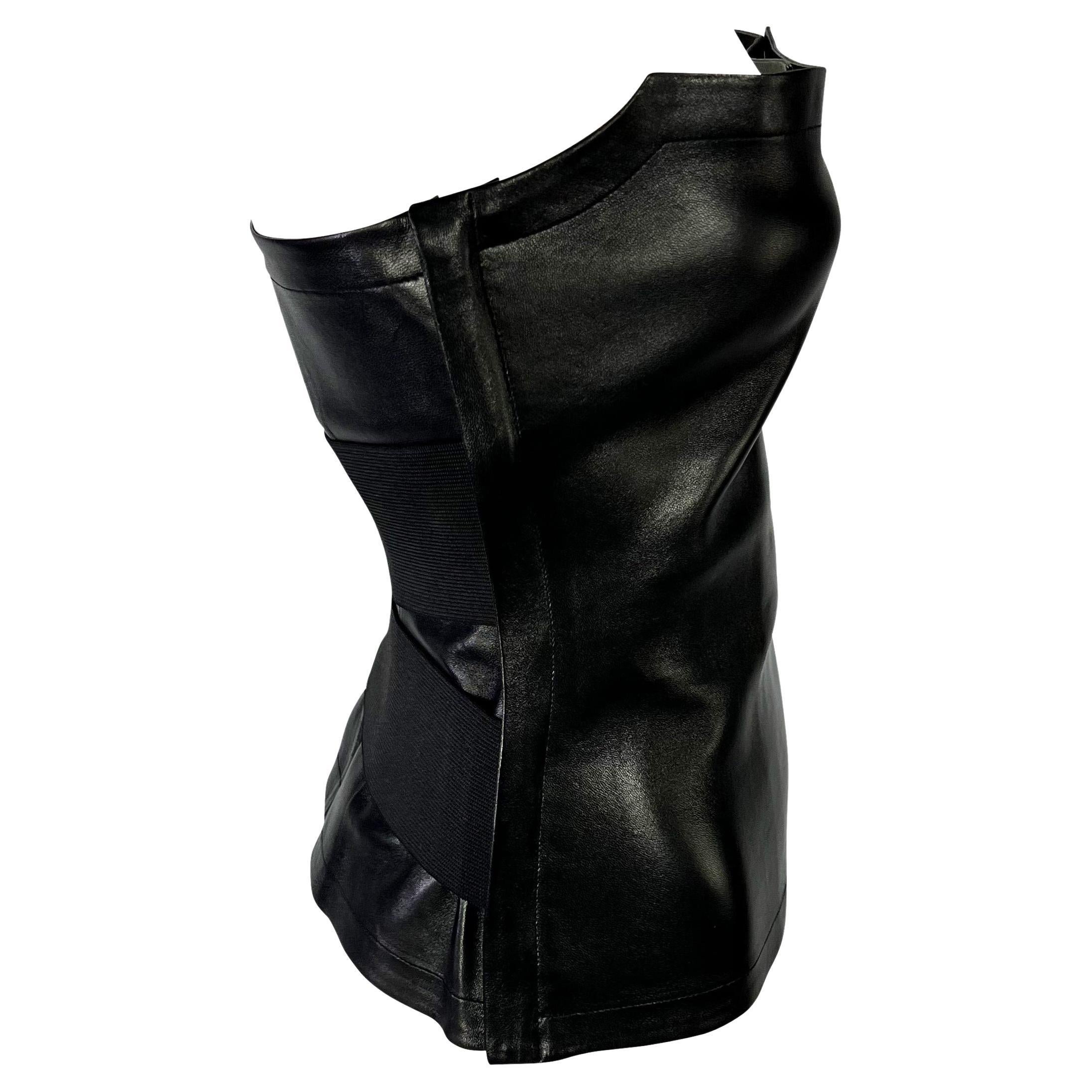 NWT S/S 2001 Yves Saint Laurent by Tom Ford Black Leather Bandage Strap Bustier For Sale 2