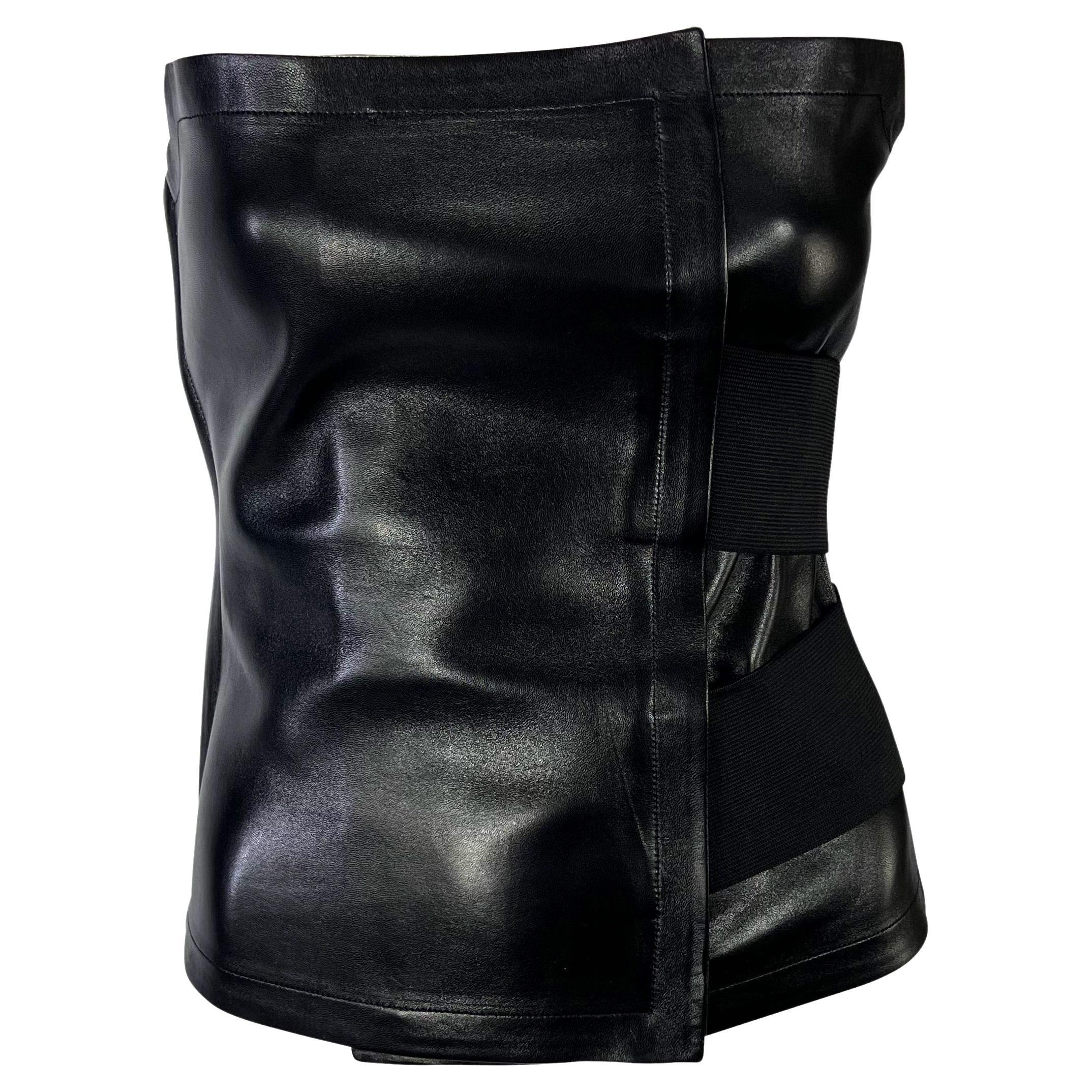 NWT S/S 2001 Yves Saint Laurent by Tom Ford Black Leather Bandage Strap Bustier For Sale 3