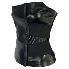 NWT S/S 2001 Yves Saint Laurent by Tom Ford Black Leather Bandage Strap Bustier