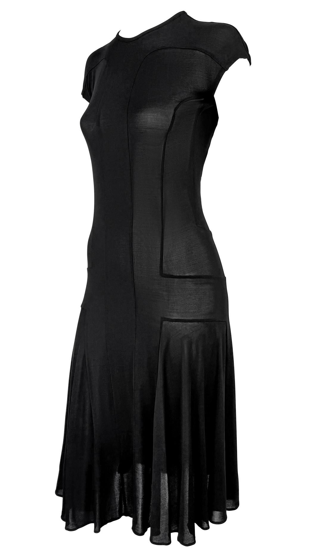 NWT S/S 2002 Calvin Klein Collection Vestido negro de tirantes Bodycon Flare Midi Dress Negro en venta