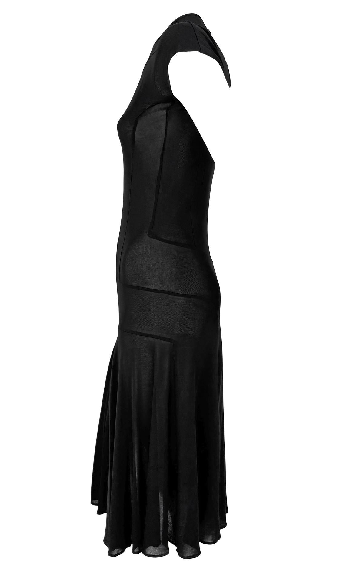 NWT S/S 2002 Calvin Klein Collection Vestido negro de tirantes Bodycon Flare Midi Dress en Excelente estado para la venta en West Hollywood, CA