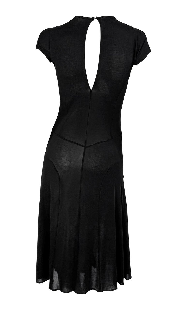 calvin klein sheer midi dress NWT S/S 2002 Calvin Klein Collection Runway Sheer Black Bodycon Flare Midi Dress