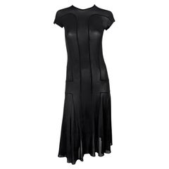 NWT S/S 2002 Calvin Klein Collection Runway Sheer Black Bodycon Flare Midi Dress