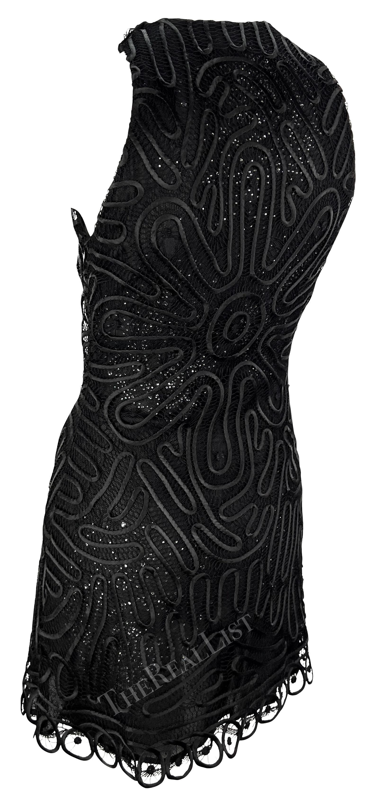 NEU F/S 2002 Gianni Versace by Donatella Schwarzes Minikleid aus durchsichtiger Strass-Spitzenspitze, neu mit Strass im Angebot 5