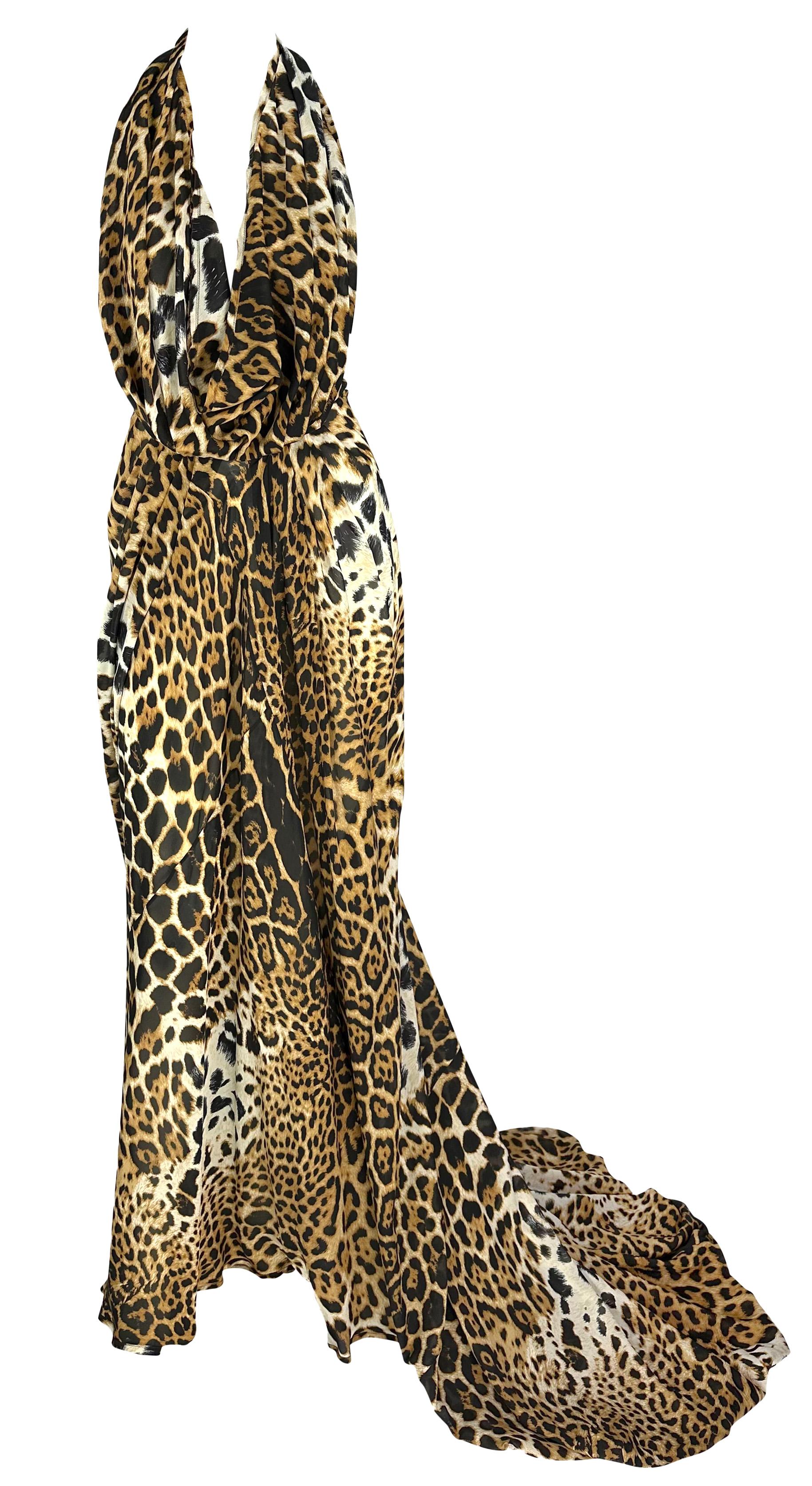 NWT S/S 2002 Yves Saint Laurent by Tom Ford Rückenfreies Halter Leopard Seidenkleid im Angebot 2