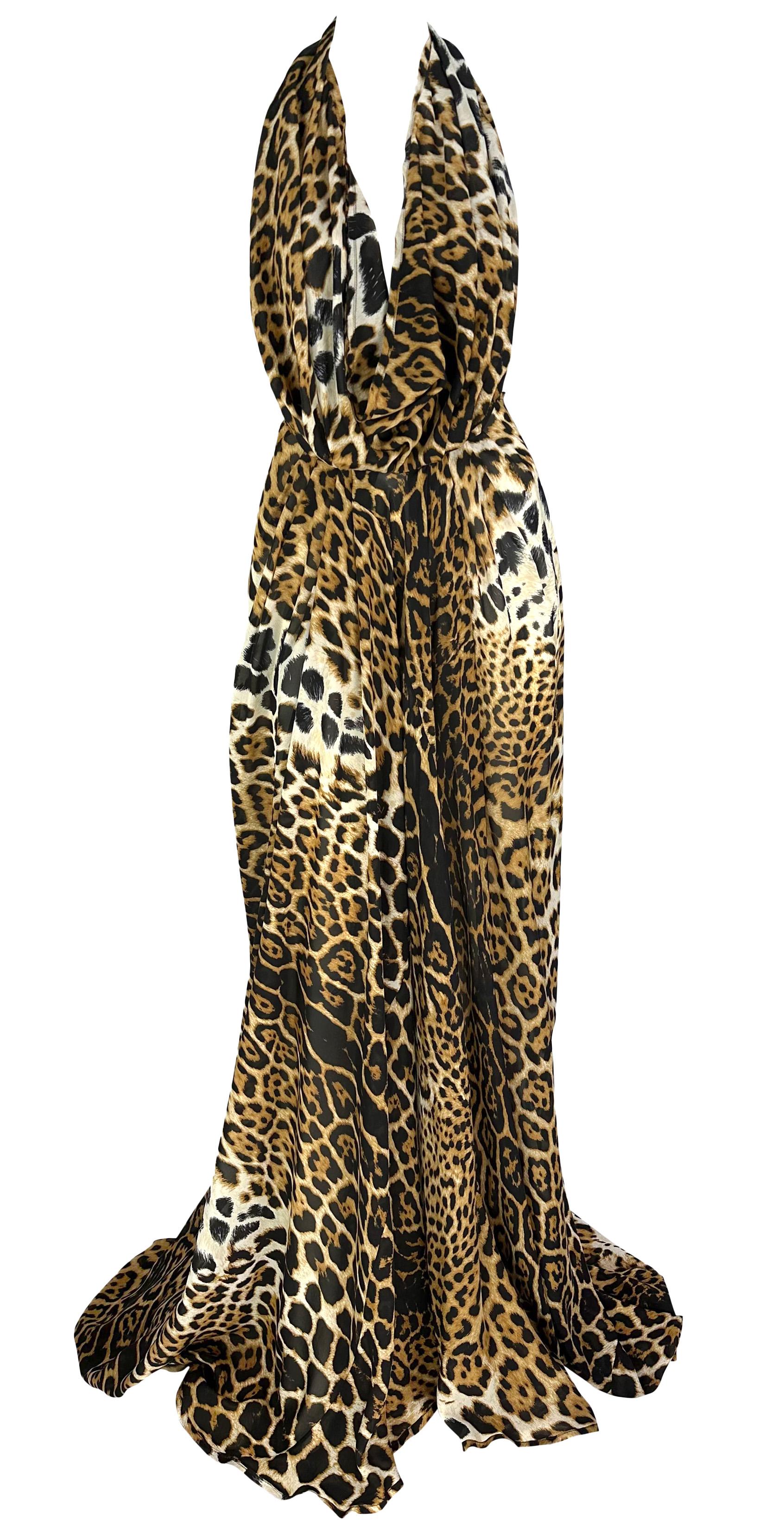 NWT S/S 2002 Yves Saint Laurent by Tom Ford Rückenfreies Halter Leopard Seidenkleid im Angebot 3