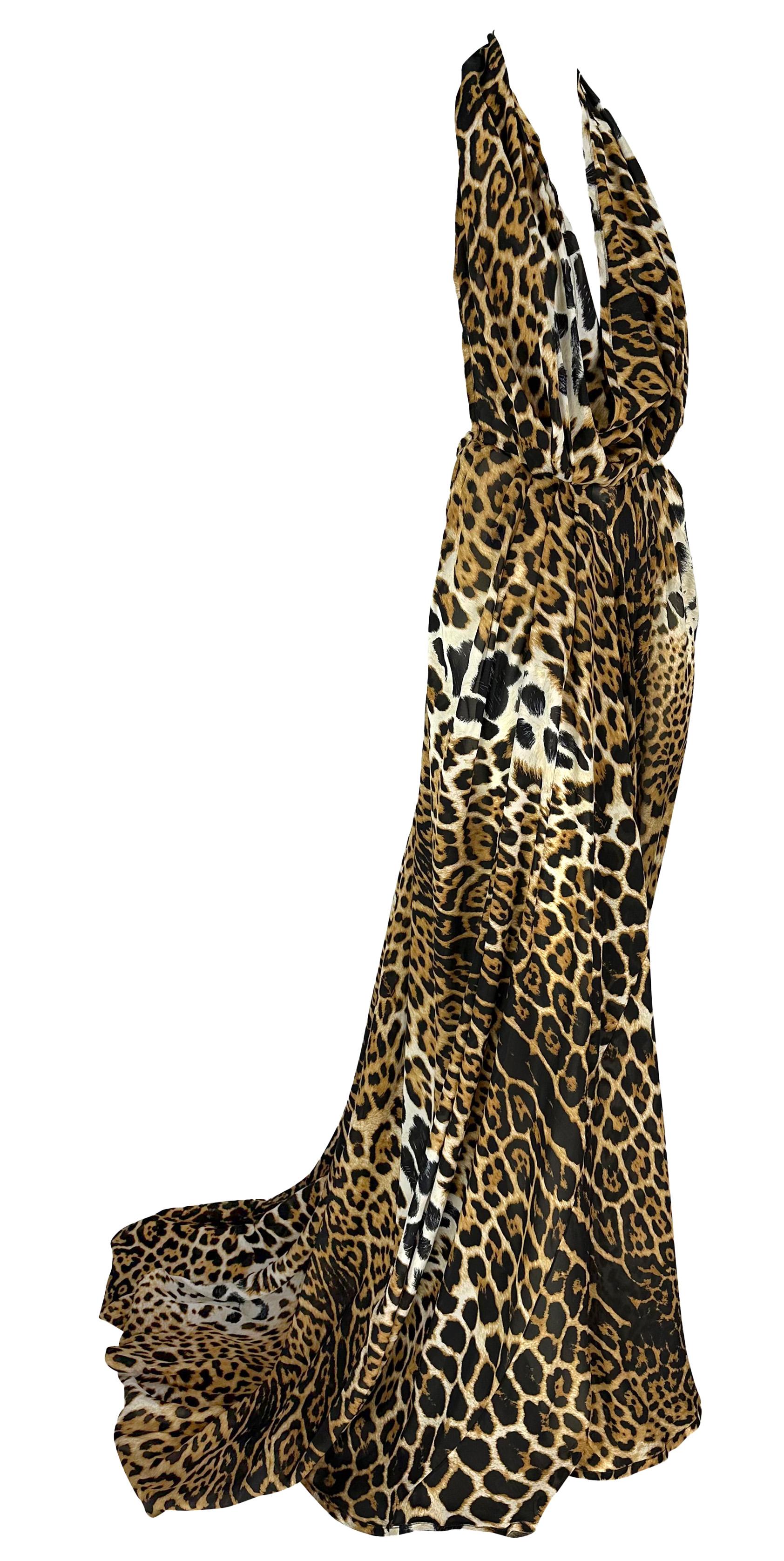 NWT S/S 2002 Yves Saint Laurent by Tom Ford Rückenfreies Halter Leopard Seidenkleid im Angebot 4