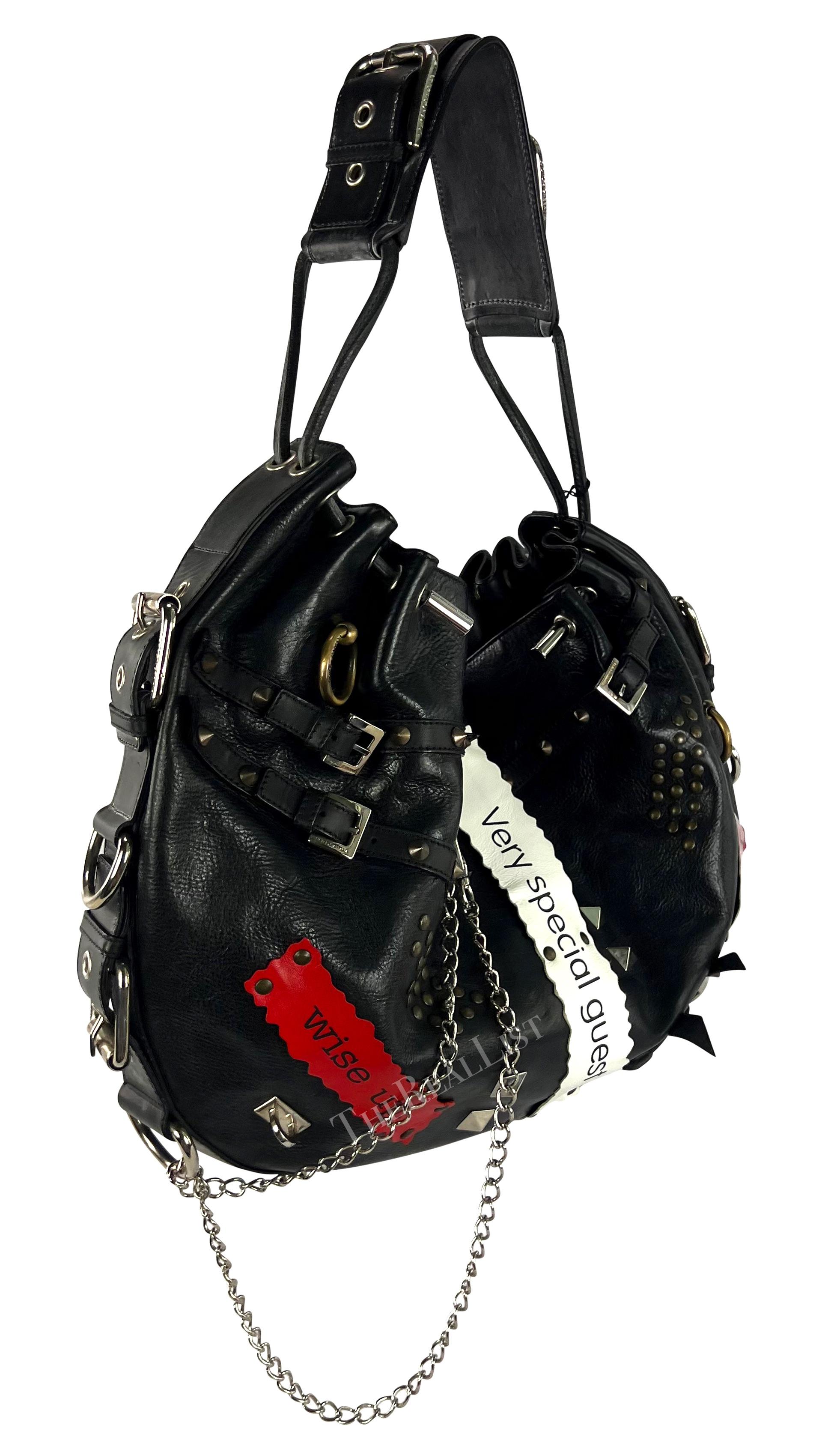 NWT S/S 2003 Dolce & Gabbana Studded Leather Punk Chain Large Tote Shoulder Bag For Sale 2