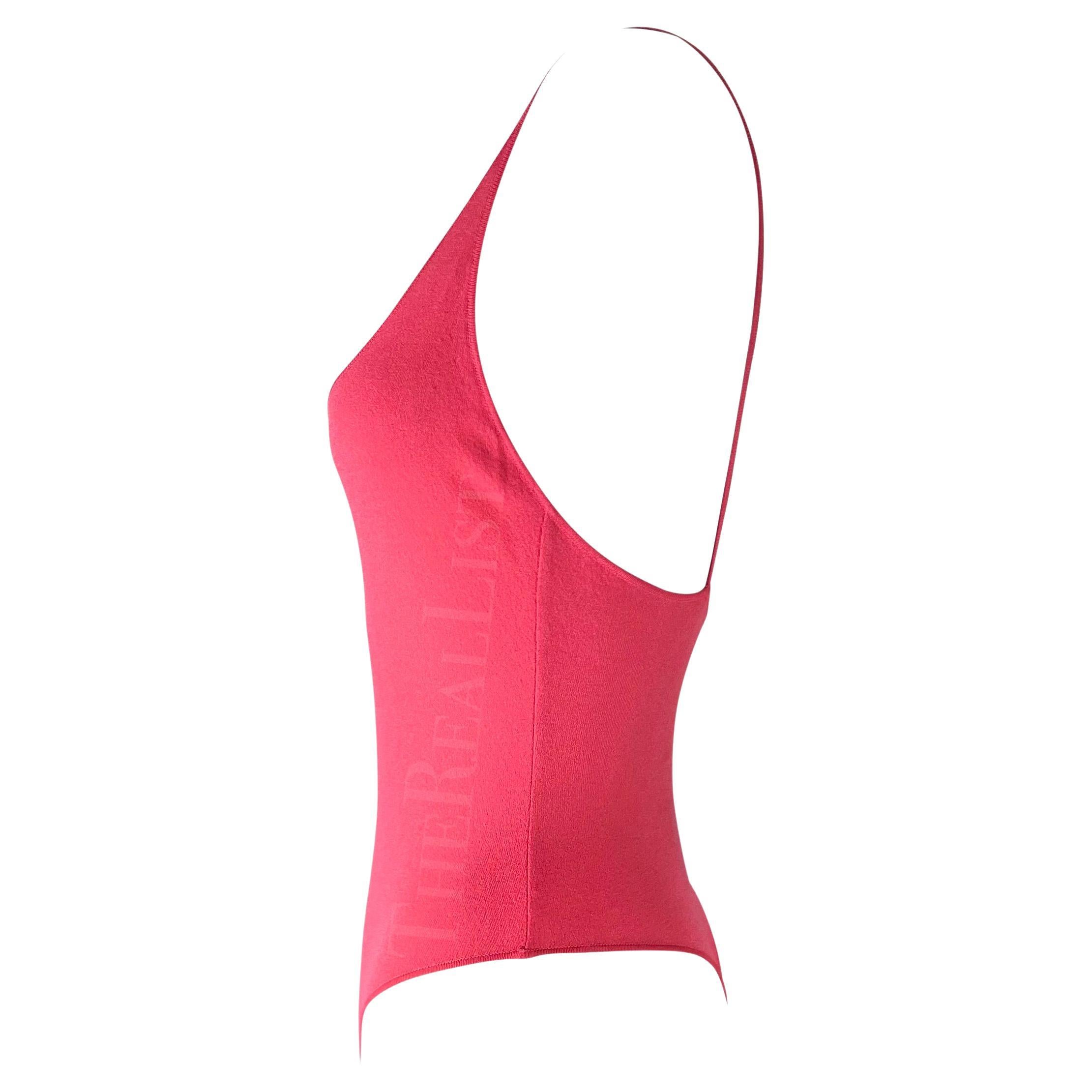 NWT S/S 2003 Gianni Versace by Donatella Versace Runway Rosa Neon Stretch Bodysuit in vendita 1