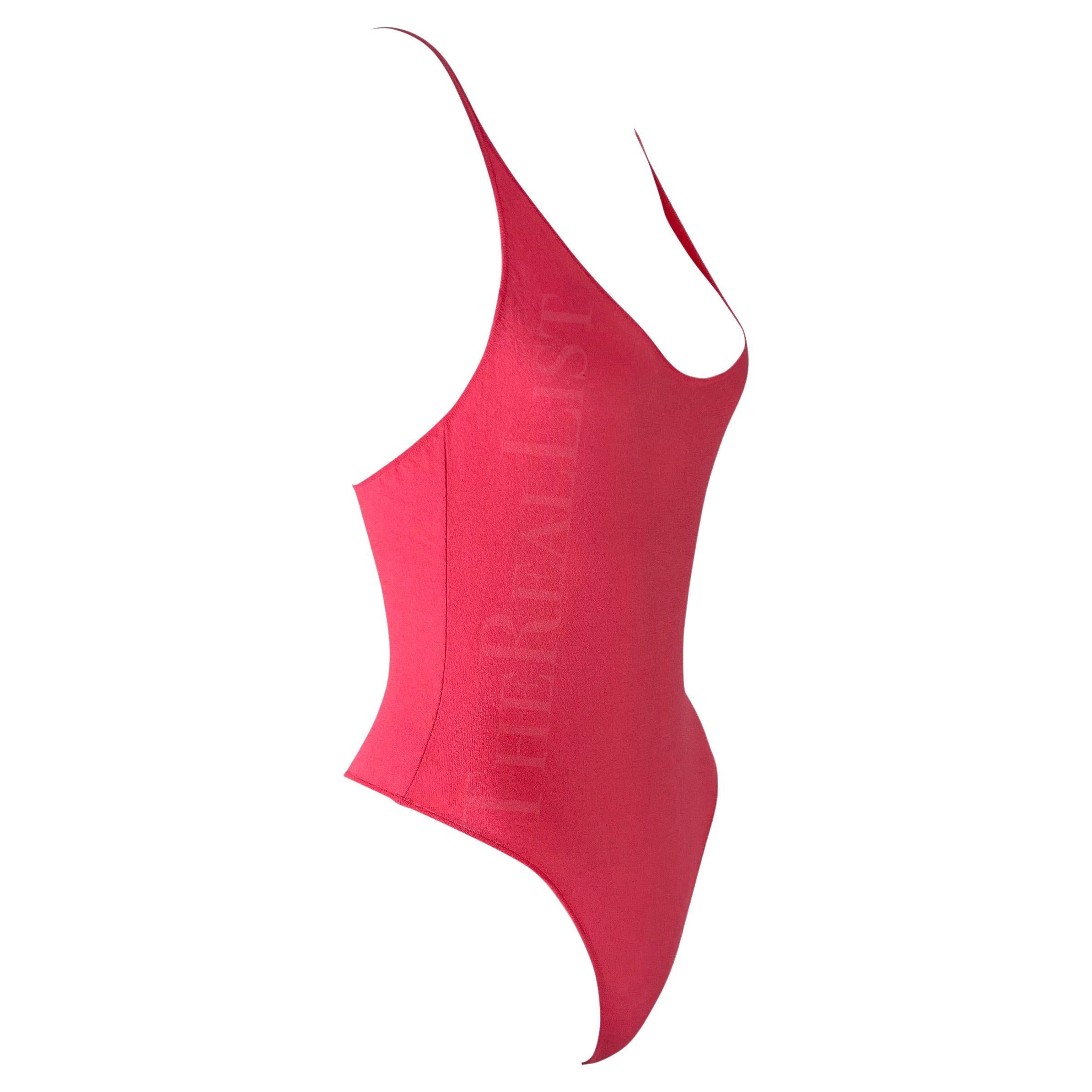 NWT S/S 2003 Gianni Versace by Donatella Versace Runway Rosa Neon Stretch Bodysuit in vendita 5