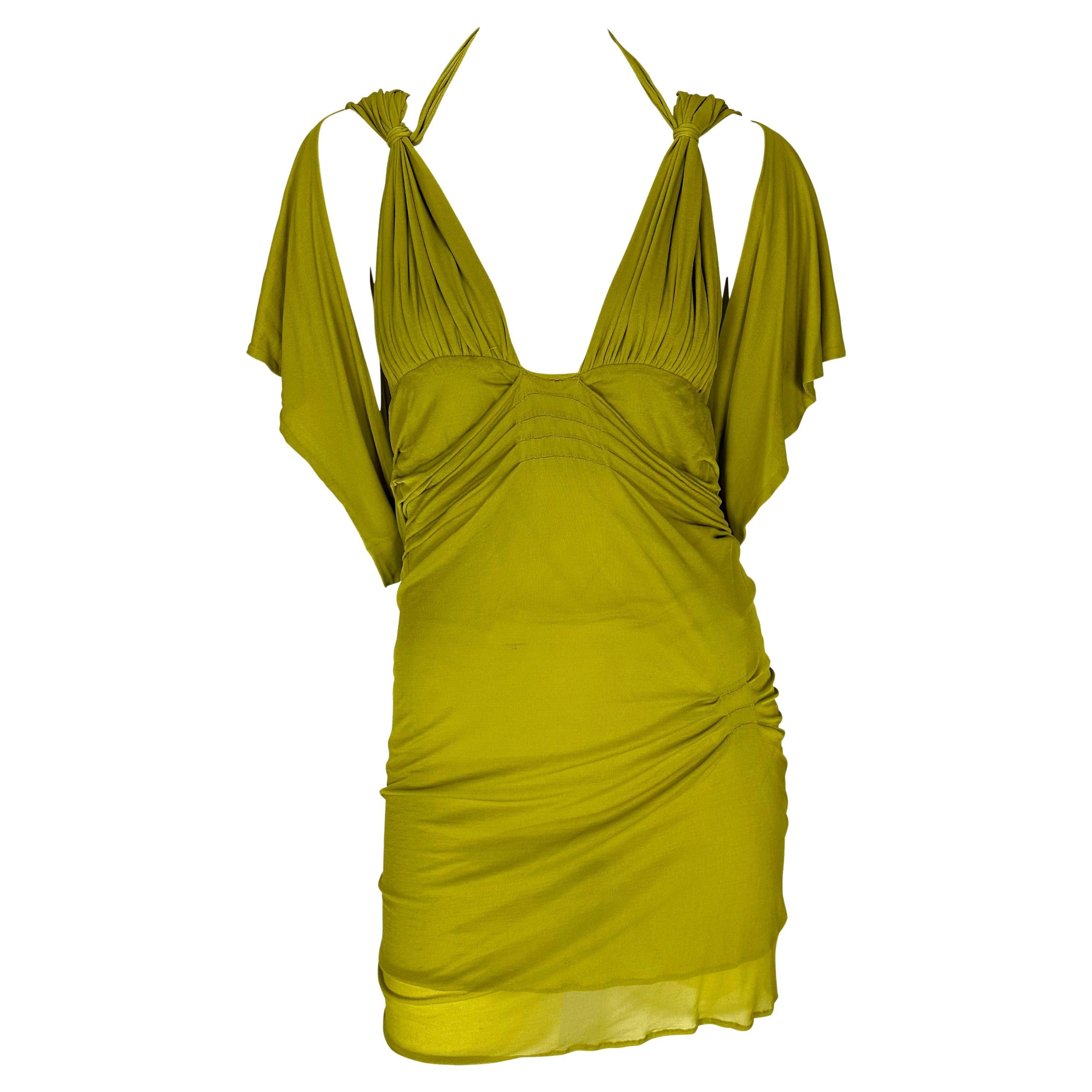 NWT S/S 2003 Gucci by Tom Ford Backless Green Silk Chiffon Mini Dress