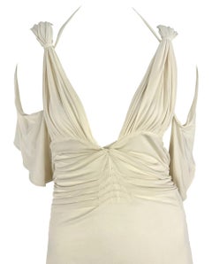 NWT S/S 2003 Gucci by Tom Ford Prototype Off-White Sheer Chiffon Ruched Gown