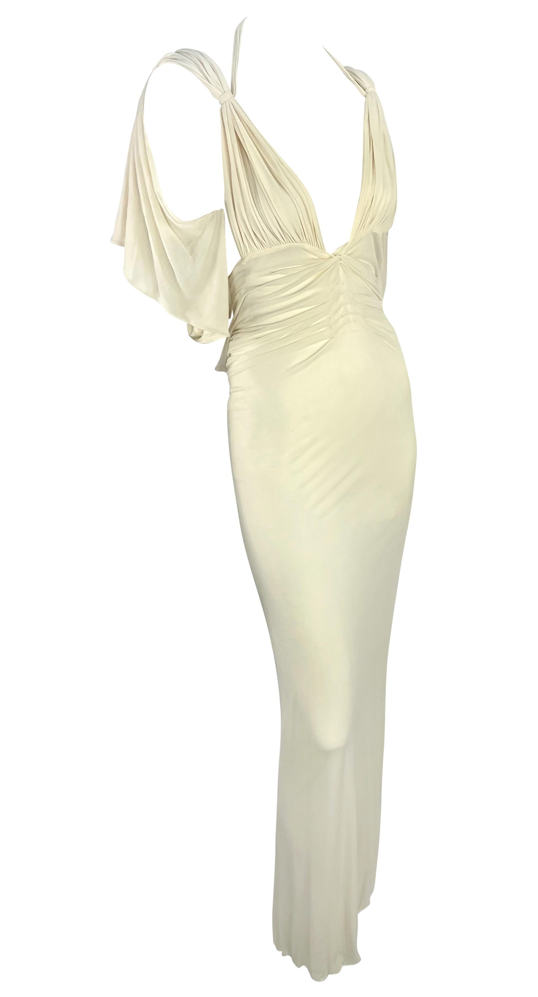 NWT S/S 2003 Gucci by Tom Ford Prototype Off-White Sheer Chiffon Ruched Gown en venta 2