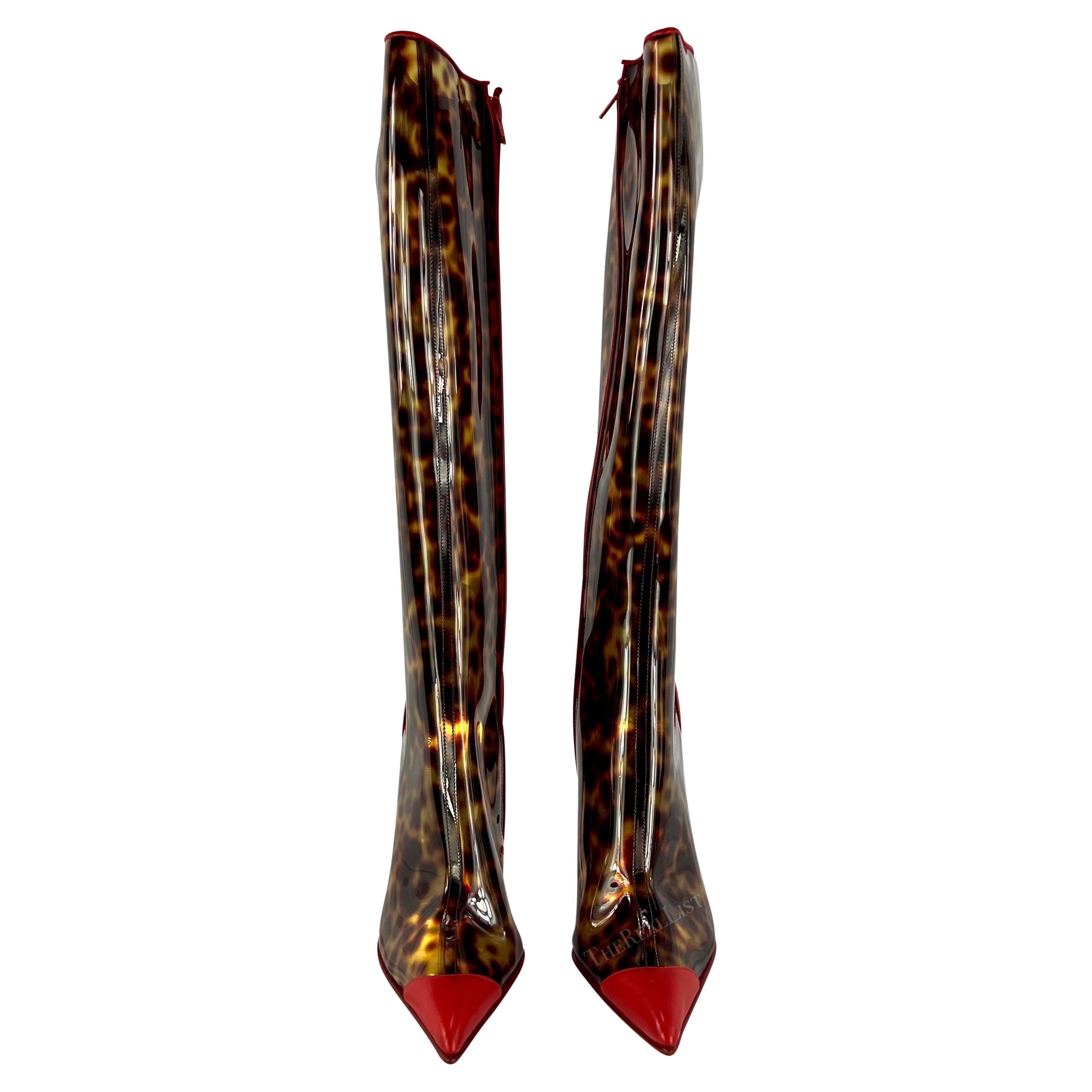 Bottes transparentes en PVC imprimé guépard Roberto Cavalli S/S 2003 neuves avec étiquette, taille 39 Pour femmes en vente