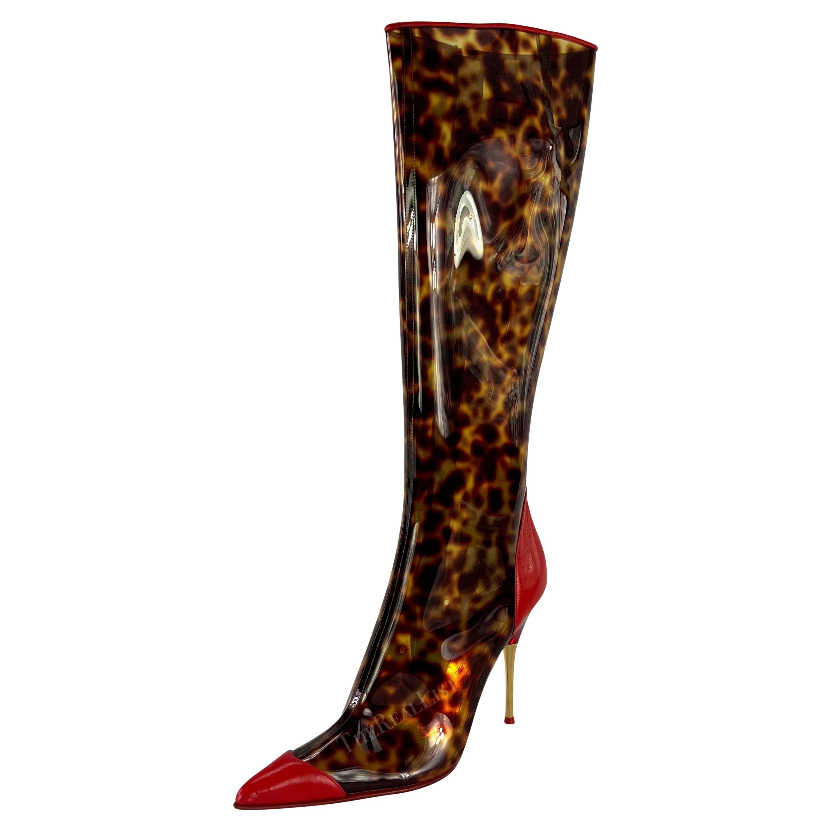 Bottes transparentes en PVC imprimé guépard Roberto Cavalli S/S 2003 neuves avec étiquette, taille 39 en vente 1