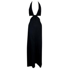 NWT S/S 2004 Celine by Michael Kors Black Plunging Cut-Out Long Gown Dress 36