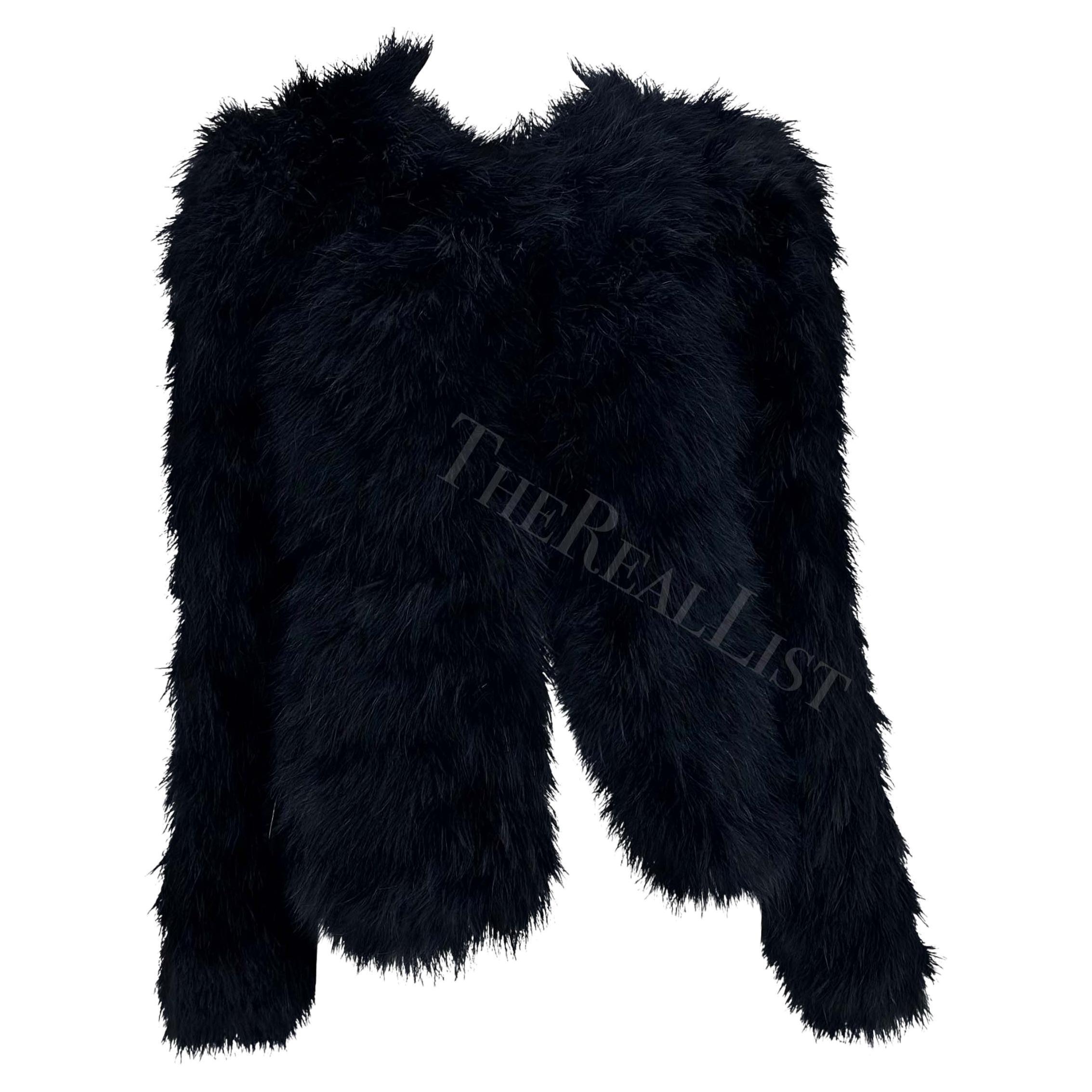 NWT S S 2004 Gucci by Tom Ford Black Marabou Feather Chubby Coat