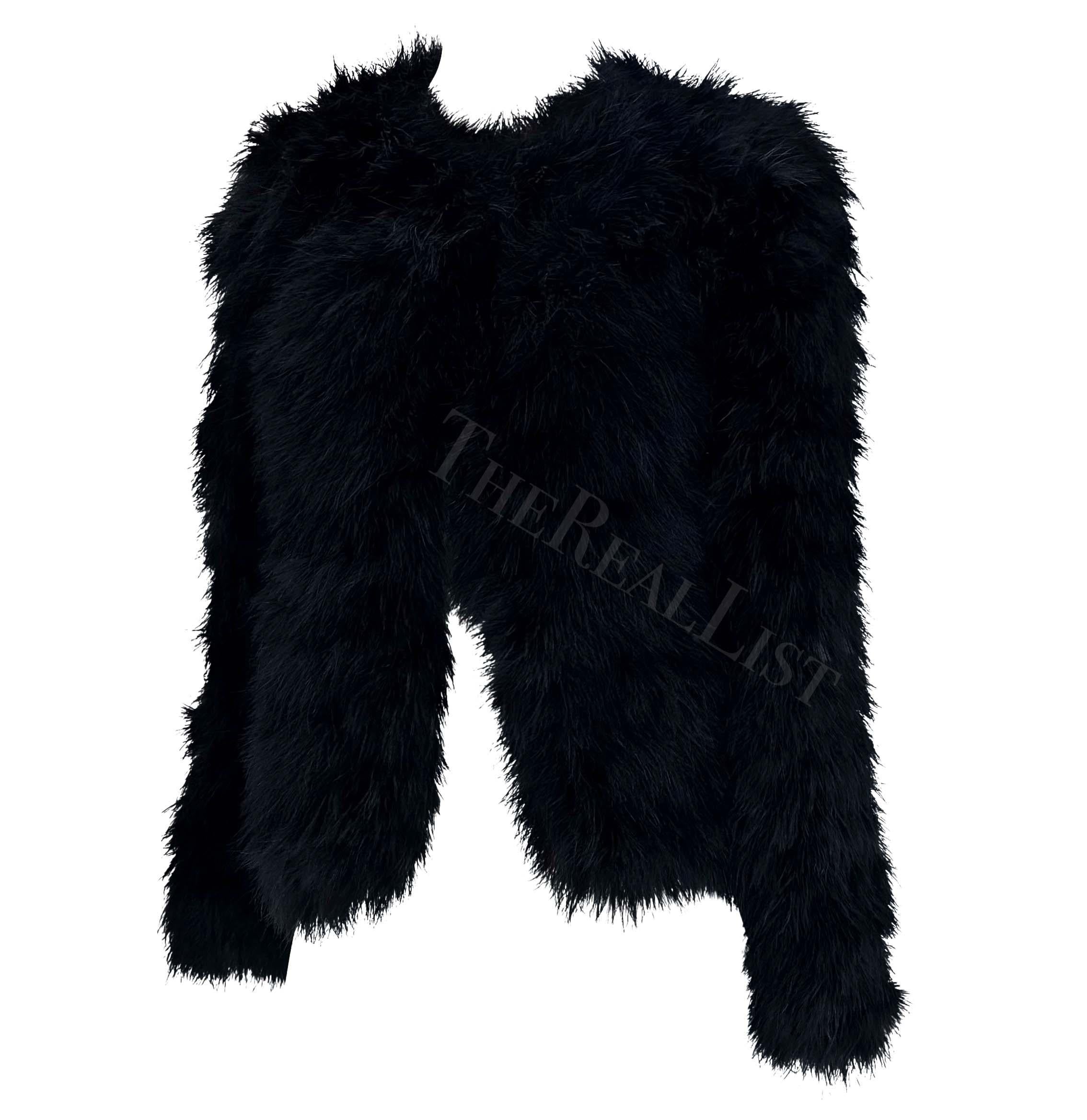 Women's NWT S/S 2004 Gucci by Tom Ford Black Marabou Feather Chubby Coat For Sale