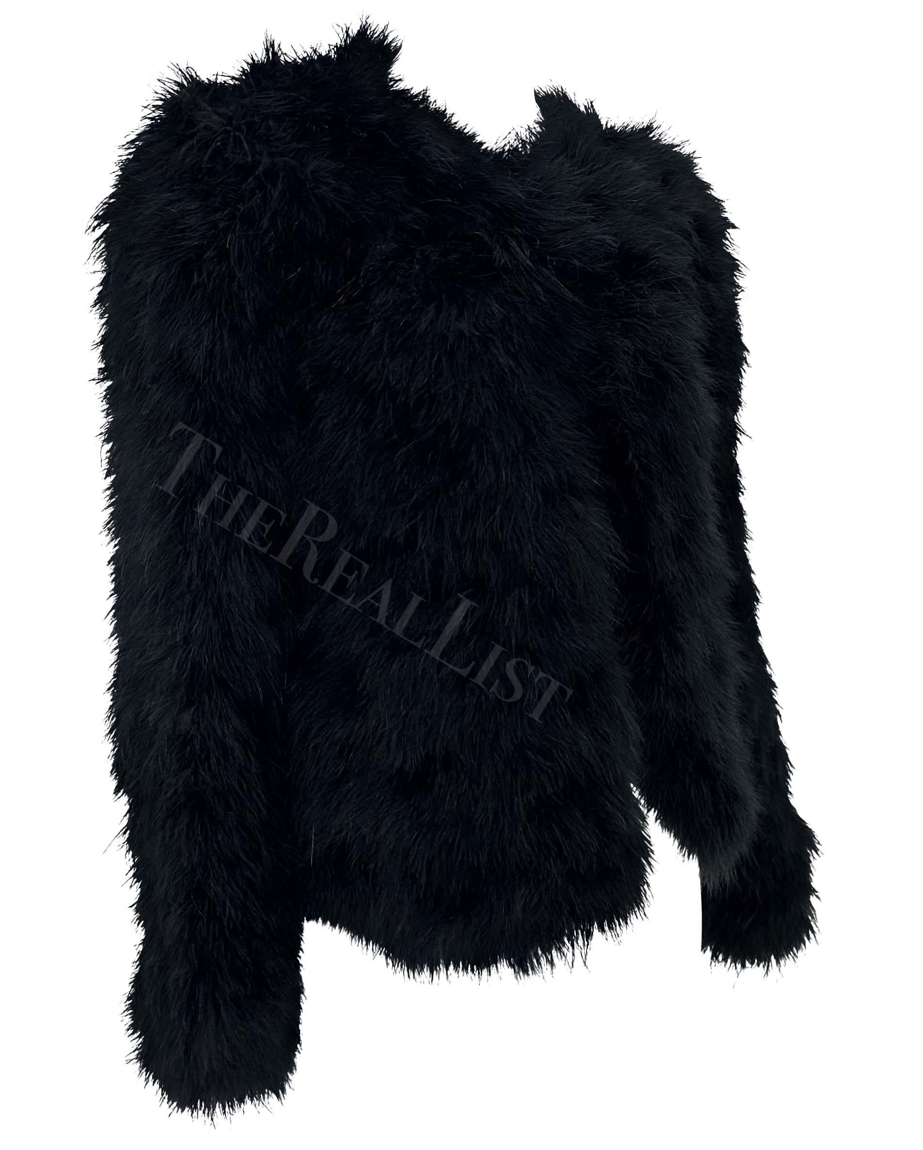 NWT S/S 2004 Gucci by Tom Ford Black Marabou Feather Chubby Coat For Sale 4