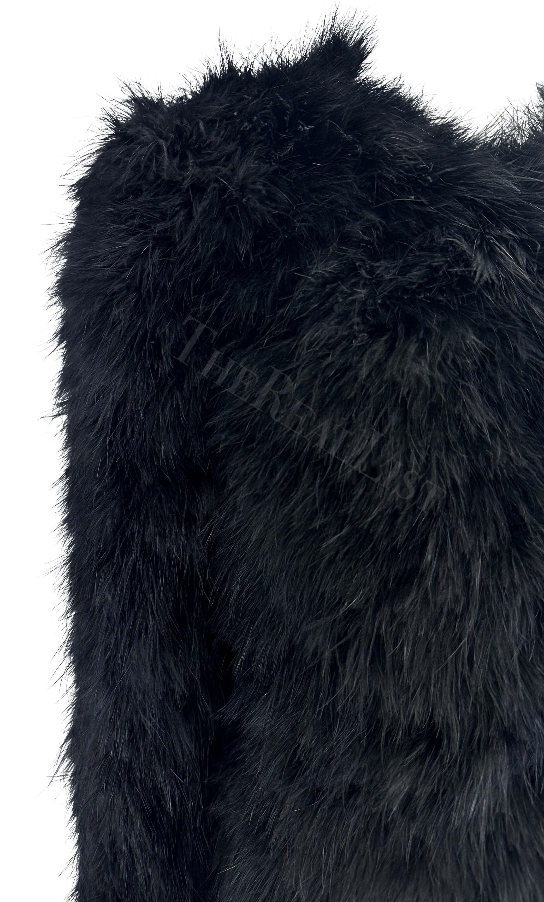 NWT S/S 2004 Gucci by Tom Ford Black Marabou Feather Chubby Coat For Sale 5