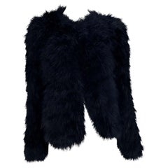 NWT S/S 2004 Gucci by Tom Ford Black Marabou Feather Chubby Coat