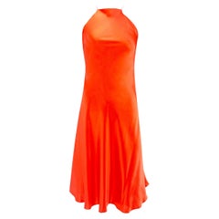 NWT S/S 2004 Ralph Lauren Orange Silk Satin Flare Sleeveless Mini Dress