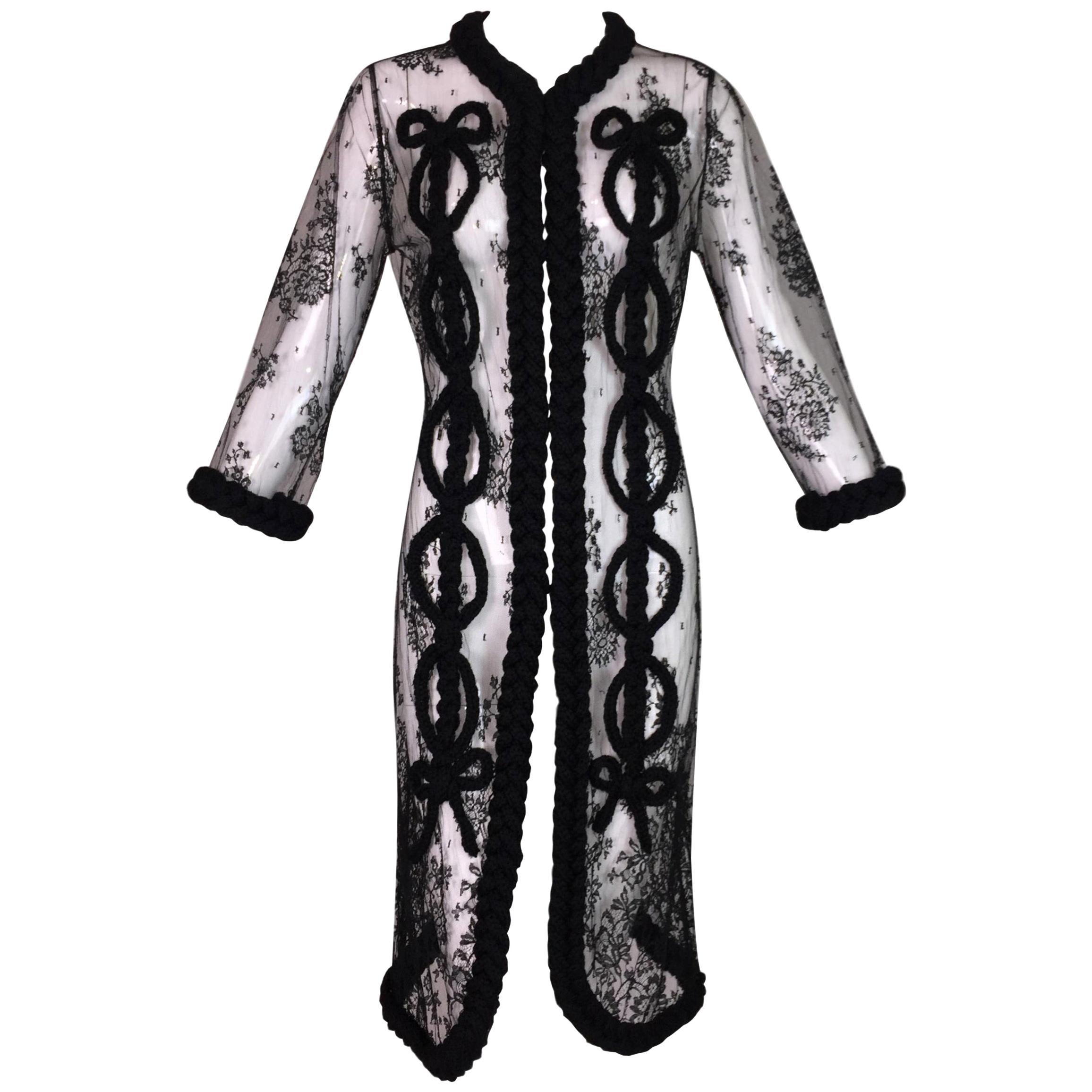 NWT S/S 2005 Christian Dior John Galliano Sheer Black Mesh Lace Dress Jacket