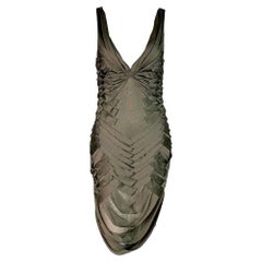 NWT S/S 2005 Gucci  Army Green Plunging Cut-Out Strappy Bodycon Dress