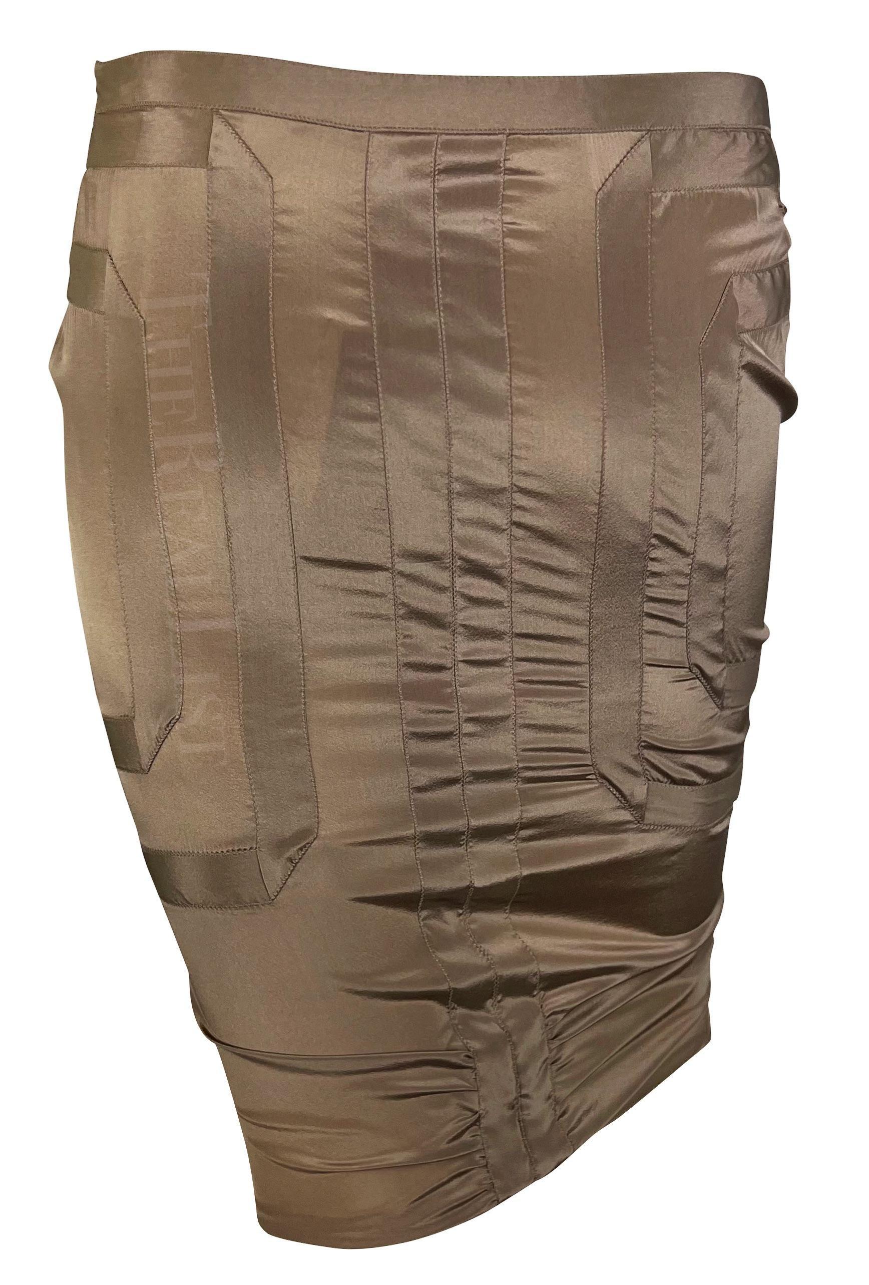 Donna NWT P/E 2005 Gucci - Gonna a tubino con pannello color taupe in vendita