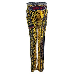 Used NWT S/S 2005 Versace by Donatella Baroque Print 'Chaos Couture' Studded Jeans