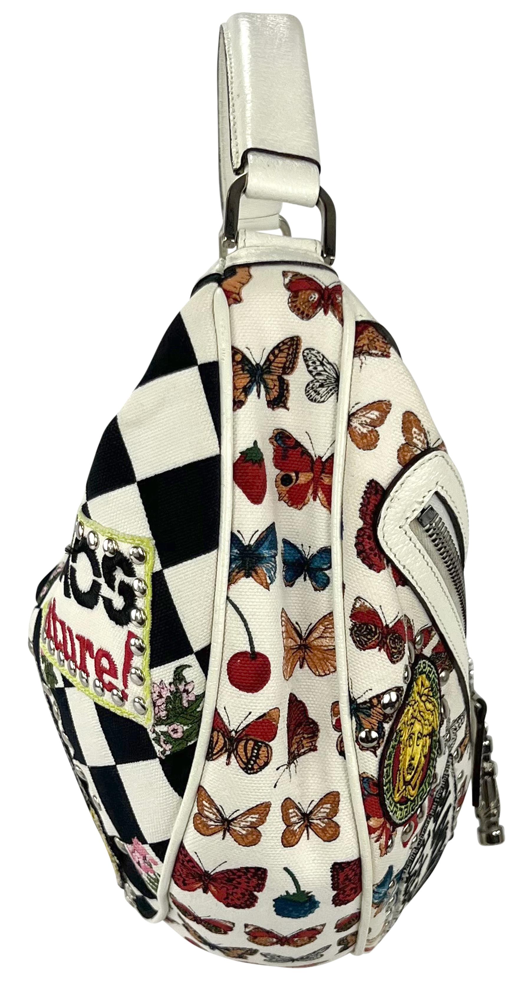 NWT S/S 2005 Versace by Donatella Chaos Couture White Crescent Shoulder Bag For Sale 1