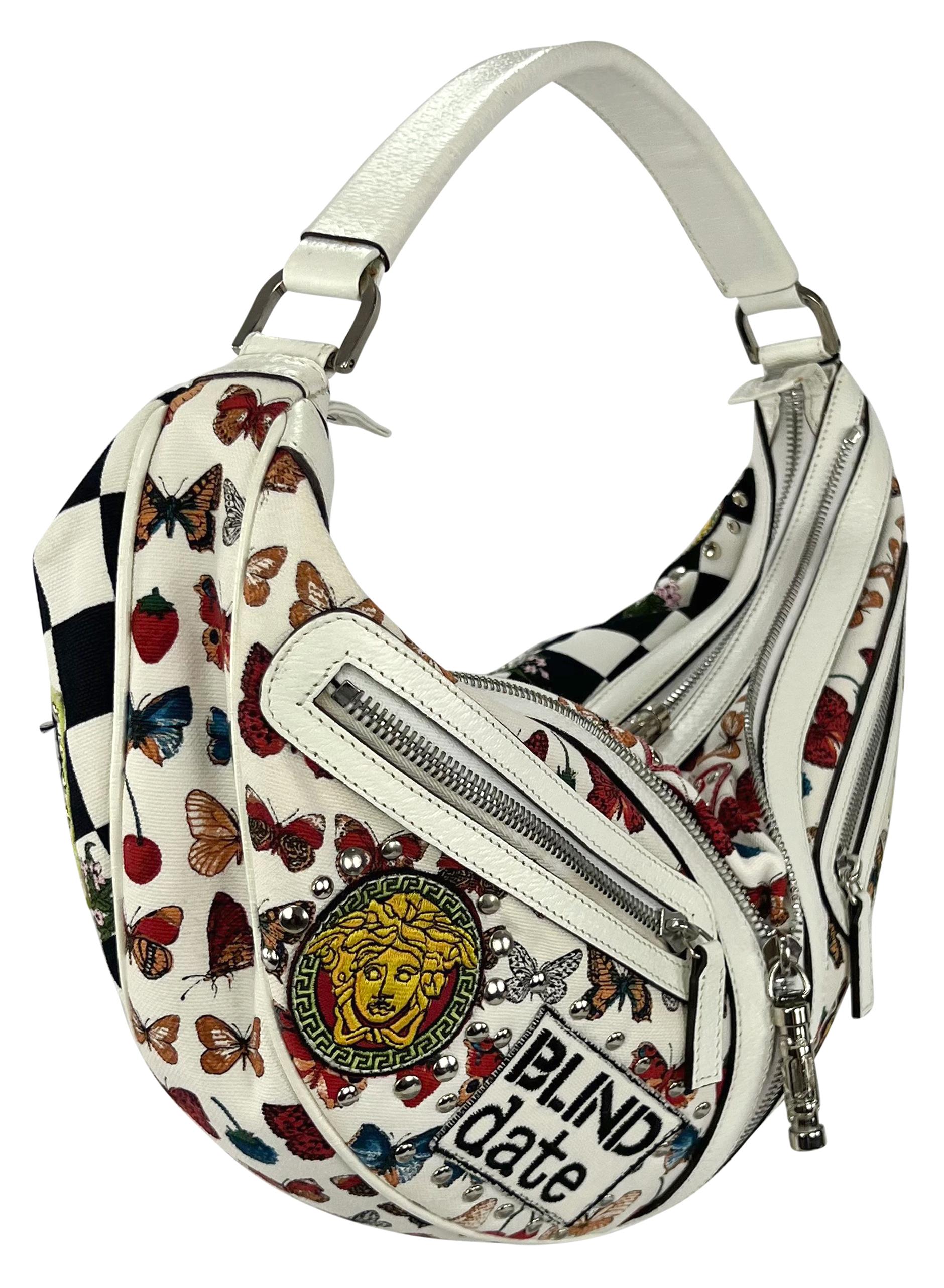 NWT S/S 2005 Versace by Donatella Chaos Couture White Crescent Shoulder Bag For Sale 2