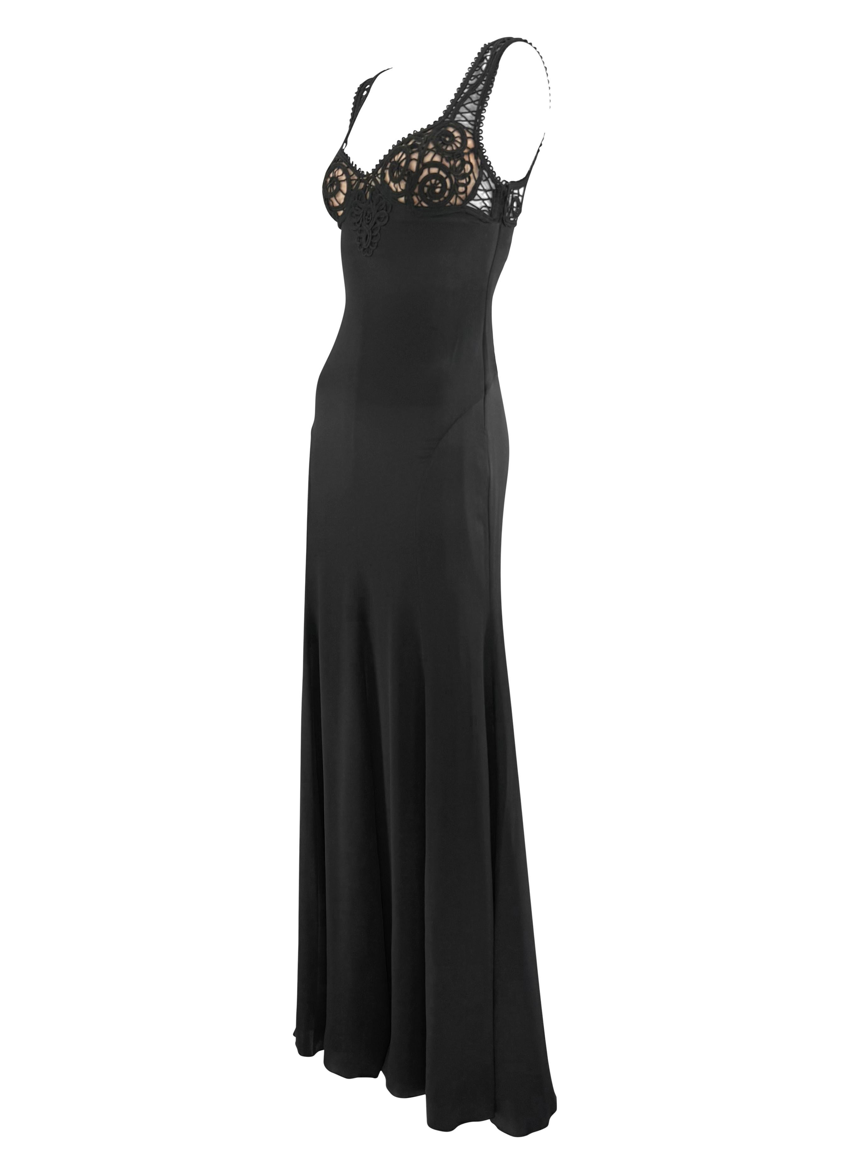 NWT S/S 2006 Versace by Donatella Sheer Plunging Backless Silk Satin Slip Gown For Sale 5