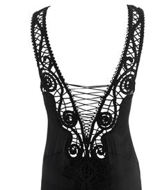 NWT S/S 2006 Versace by Donatella Sheer Plunging Backless Silk Satin Slip Gown