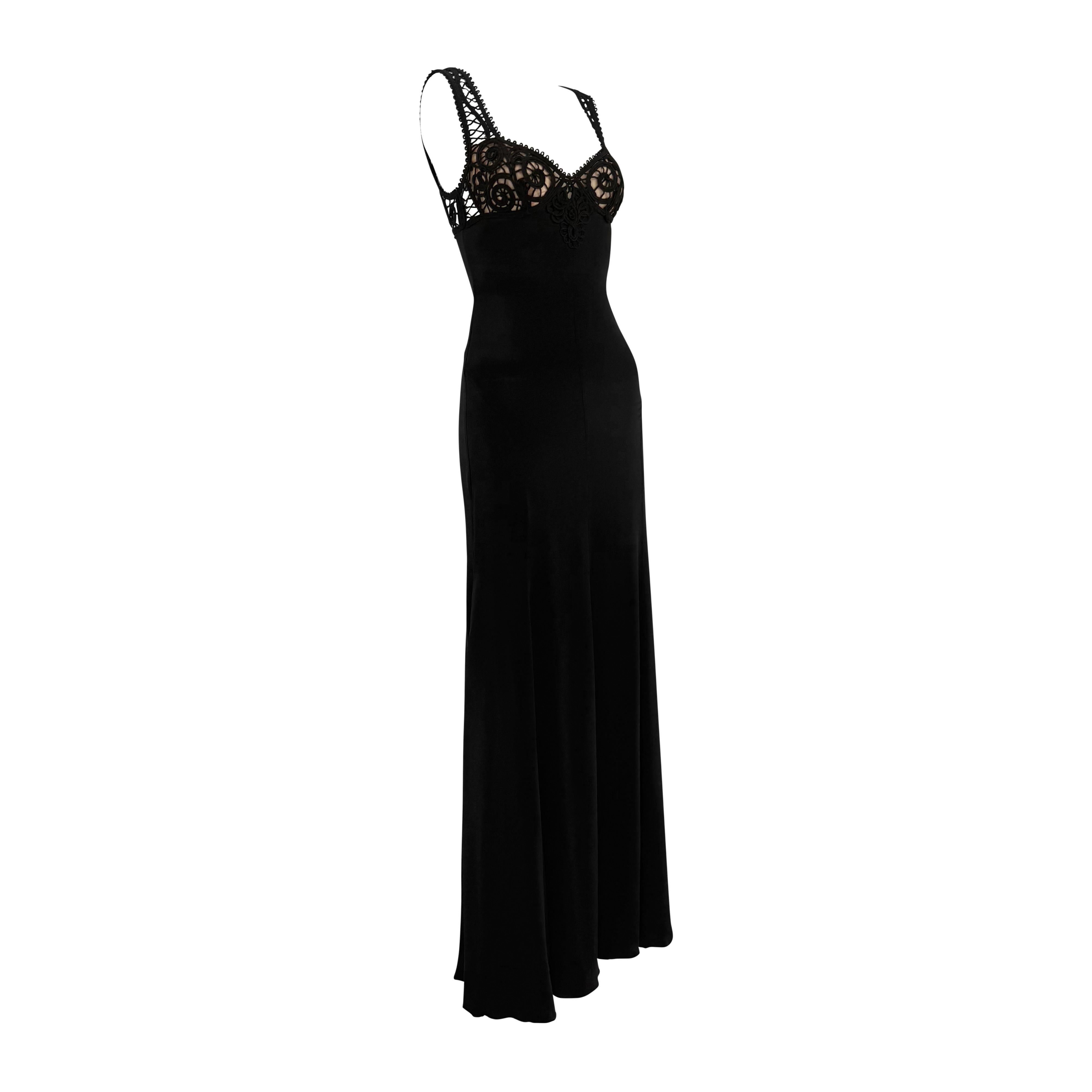 NWT S/S 2006 Versace by Donatella Sheer Plunging Backless Silk Satin Slip Gown In Excellent Condition For Sale In West Hollywood, CA